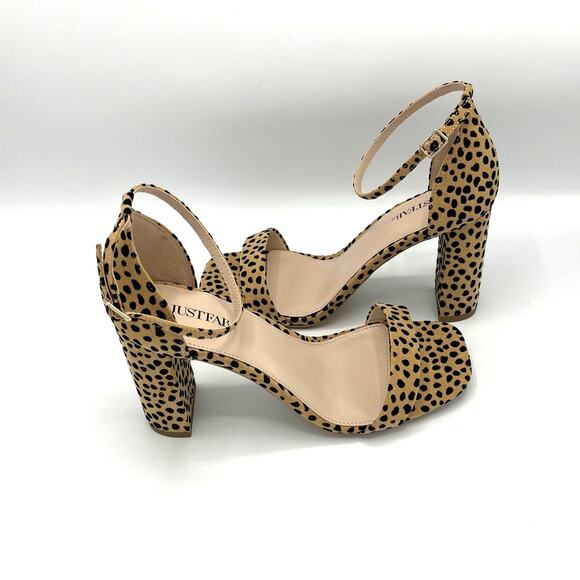 JUSTFAB Women's Kyla Block Heeled Pump in Cheetah Print Size 8.5E - Picture 4 of 7